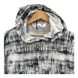 Rabbit Mens XL Black White Abstract Print Pullover Running Hoodie Logo Lining
